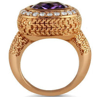 Thumbnail for 14K Rose Solid Gold Diamond Mens Purple Amethyst Ring 4.70 Ctw