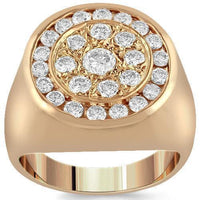 Thumbnail for 14K Rose Solid Gold Mens Diamond Pinky Ring 1.50 Ctw