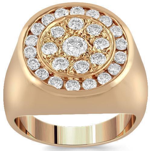 14K Rose Solid Gold Mens Diamond Pinky Ring 1.50 Ctw