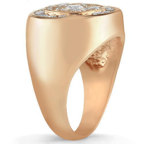 14K Rose Solid Gold Mens Diamond Pinky Ring 1.50 Ctw
