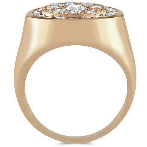 14K Rose Solid Gold Mens Diamond Pinky Ring 1.50 Ctw