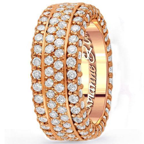 14K Rose Solid Gold Mens Diamond Wedding Ring Band 5.11 Ctw