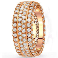 Thumbnail for 14K Rose Solid Gold Mens Diamond Wedding Ring Band 5.11 Ctw