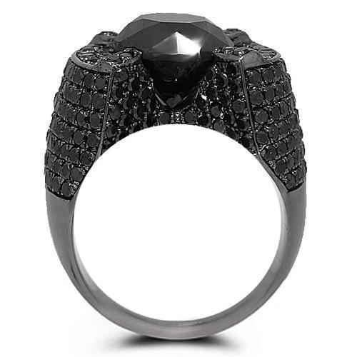 14K Solid Gold Black Rhodium Plated Mens Black Diamond Pinky Ring 8.75 Ctw