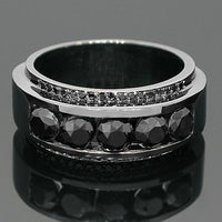 Thumbnail for 14K Solid Gold Black Rhodium Plated Mens Diamond Ring with Black Diamonds 3.50 Ctw