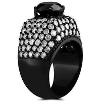 Thumbnail for 14K Solid Gold Black Rhodium Plated Mens Ring with Black and White Diamonds 8.75 Ctw