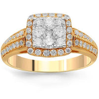 Thumbnail for 14K Solid Rose Gold Womens Diamond Cocktail Ring 0.98 Ctw