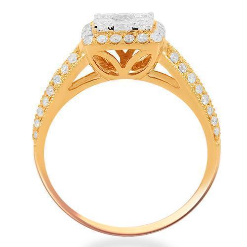 14K Solid Rose Gold Womens Diamond Cocktail Ring 0.98 Ctw