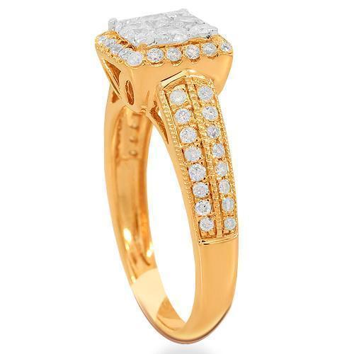 14K Solid Rose Gold Womens Diamond Cocktail Ring 0.98 Ctw