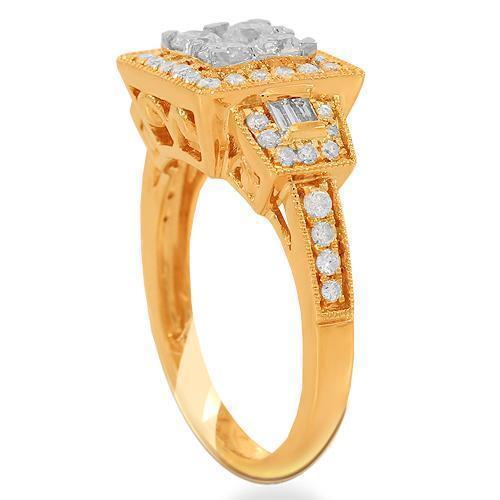 14K Solid Rose Gold Womens Diamond Cocktail Ring 1.08 Ctw