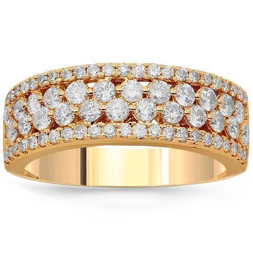 14K Solid Rose Gold Womens Diamond Cocktail Ring 1.12 Ctw
