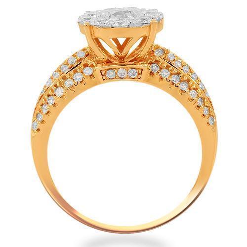 14K Solid Rose Gold Womens Diamond Cocktail Ring 1.49 Ctw
