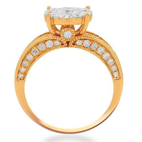 14K Solid Rose Gold Womens Diamond Cocktail Ring 1.88 Ctw