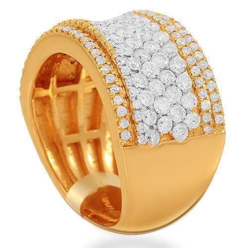 14K Solid Rose Gold Womens Diamond Cocktail Ring 1.92 Ctw
