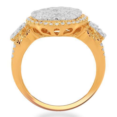 14K Solid Rose Gold Womens Diamond Cocktail Ring 1.92 Ctw