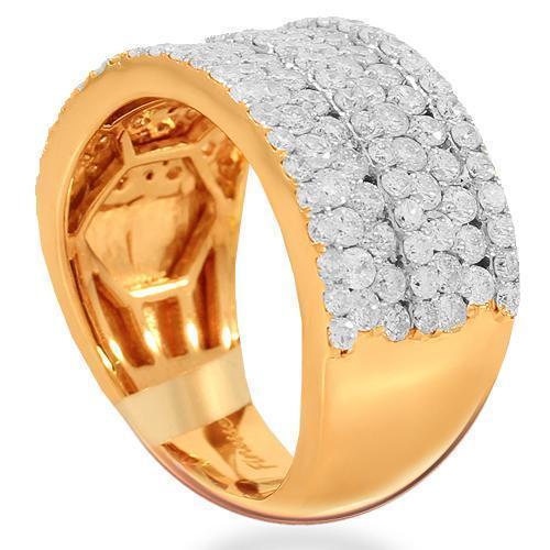 14K Solid Rose Gold Womens Diamond Cocktail Ring 2.08 Ctw