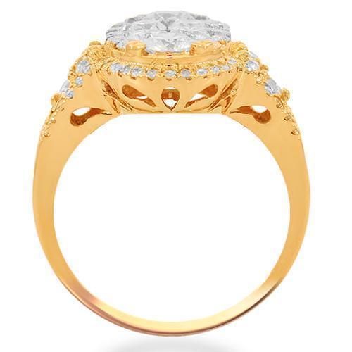 14K Solid Rose Gold Womens Diamond Cocktail Ring 2.09 Ctw