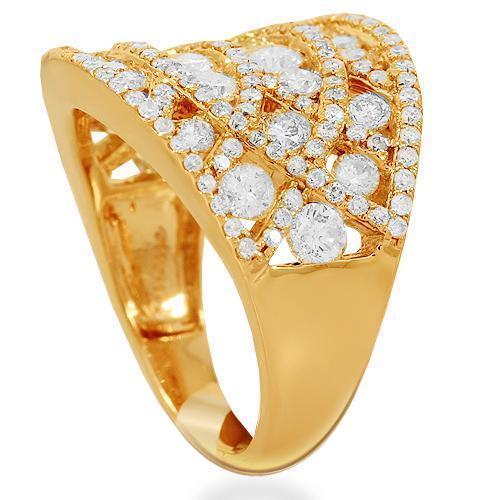 14K Solid Rose Gold Womens Diamond Cocktail Ring 2.26 Ctw