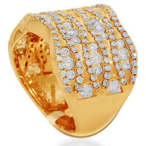 14K Solid Rose Gold Womens Diamond Cocktail Ring 2.28 Ctw