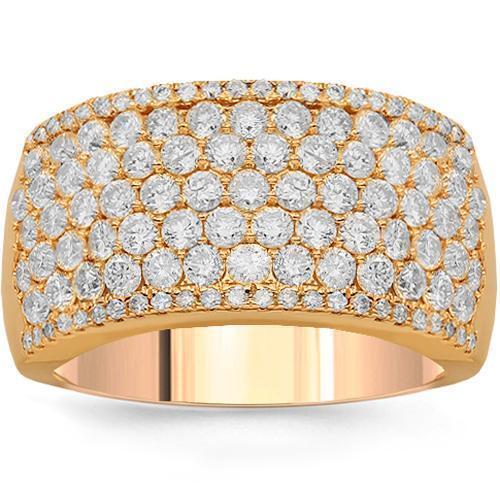 14K Solid Rose Gold Womens Diamond Cocktail Ring 2.29 Ctw