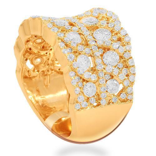 14K Solid Rose Gold Womens Diamond Cocktail Ring 2.37 Ctw