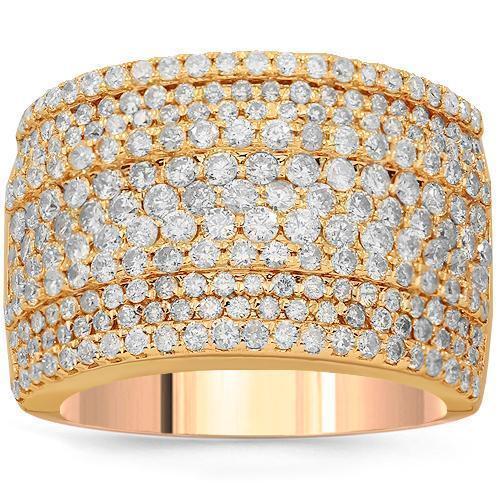 14K Solid Rose Gold Womens Diamond Cocktail Ring 2.41 Ctw