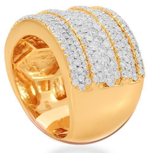14K Solid Rose Gold Womens Diamond Cocktail Ring 2.41 Ctw