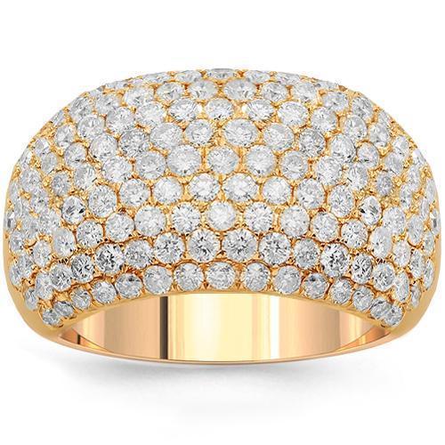 14K Solid Rose Gold Womens Diamond Cocktail Ring 2.93 Ctw