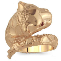 Thumbnail for 14K Solid Rose Gold Womens Ruby Tiger Animal Ring 0.06 Ctw