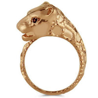 Thumbnail for 14K Solid Rose Gold Womens Ruby Tiger Animal Ring 0.06 Ctw