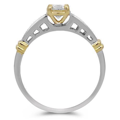 14K Solid Two Tone Gold Diamond Engagement Ring 0.70 Ctw