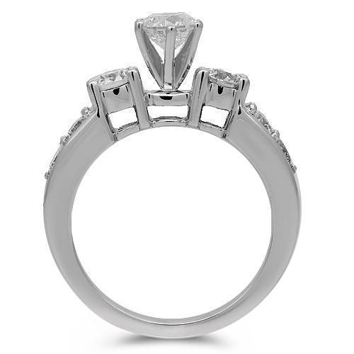 14K Solid White Gold Diamond Bridal Ring Set 3.00 Ctw