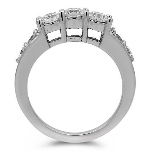 14K Solid White Gold Diamond Bridal Ring Set 3.00 Ctw