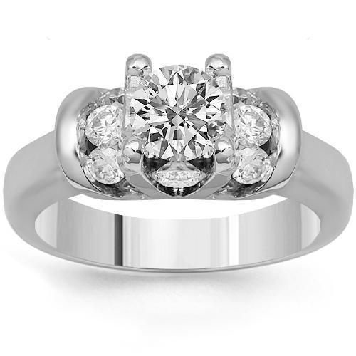 14K Solid White Gold Diamond Engagement Ring 0.71 Ctw