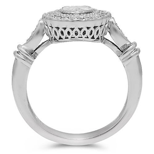 14K Solid White Gold Diamond Engagement Ring 0.84 Ctw