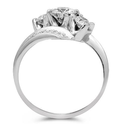 14K Solid White Gold Diamond Engagement Ring 1.16 Ctw