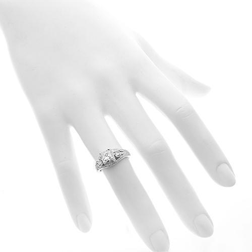 14K Solid White Gold Diamond Engagement Ring 1.46 Ctw