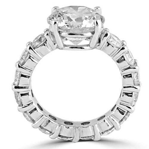 14K Solid White Gold Diamond Engagement Ring 10.65 Ctw