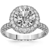 Thumbnail for 14K Solid White Gold Diamond Engagement Ring 4.42 Ctw
