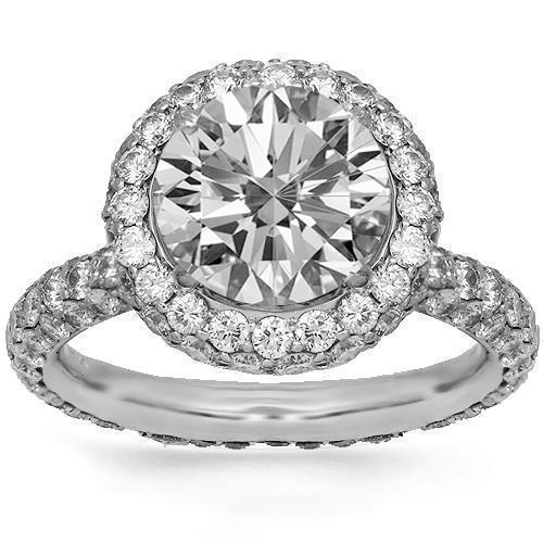 14K Solid White Gold Diamond Engagement Ring 4.42 Ctw