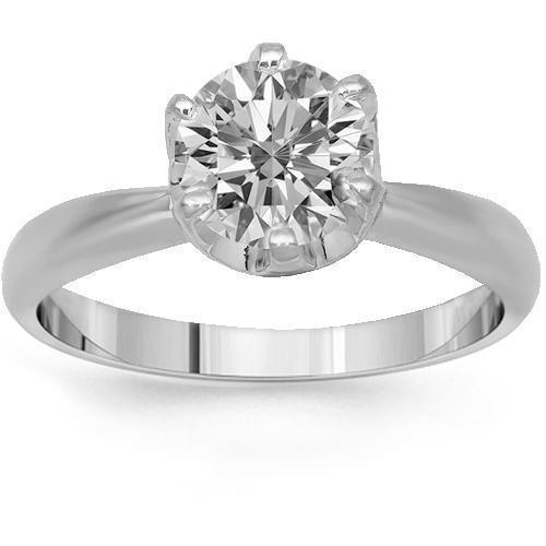 14K Solid White Gold Diamond Solitaire Engagement Ring 1.13 Ctw