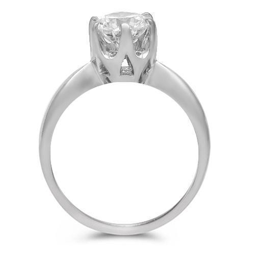 14K Solid White Gold Diamond Solitaire Engagement Ring 1.13 Ctw