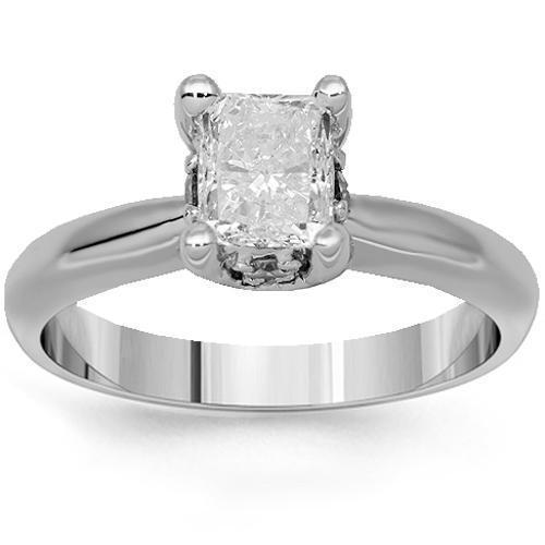 14K Solid White Gold Diamond Solitaire Engagement Ring 1.25 Ctw