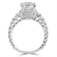 Thumbnail for 14K Solid White Gold Diamond Solitare Ring With Side Accents 3.39 Ctw