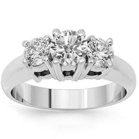Thumbnail for 14K Solid White Gold Diamond Three Stone Engagement Ring  1.01 Ctw