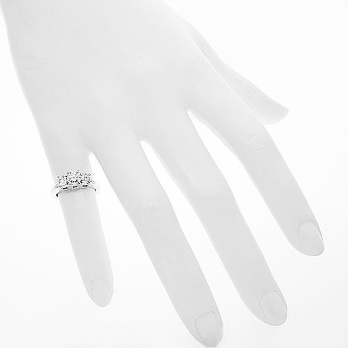 14K Solid White Gold Diamond Three Stone Engagement Ring  1.01 Ctw