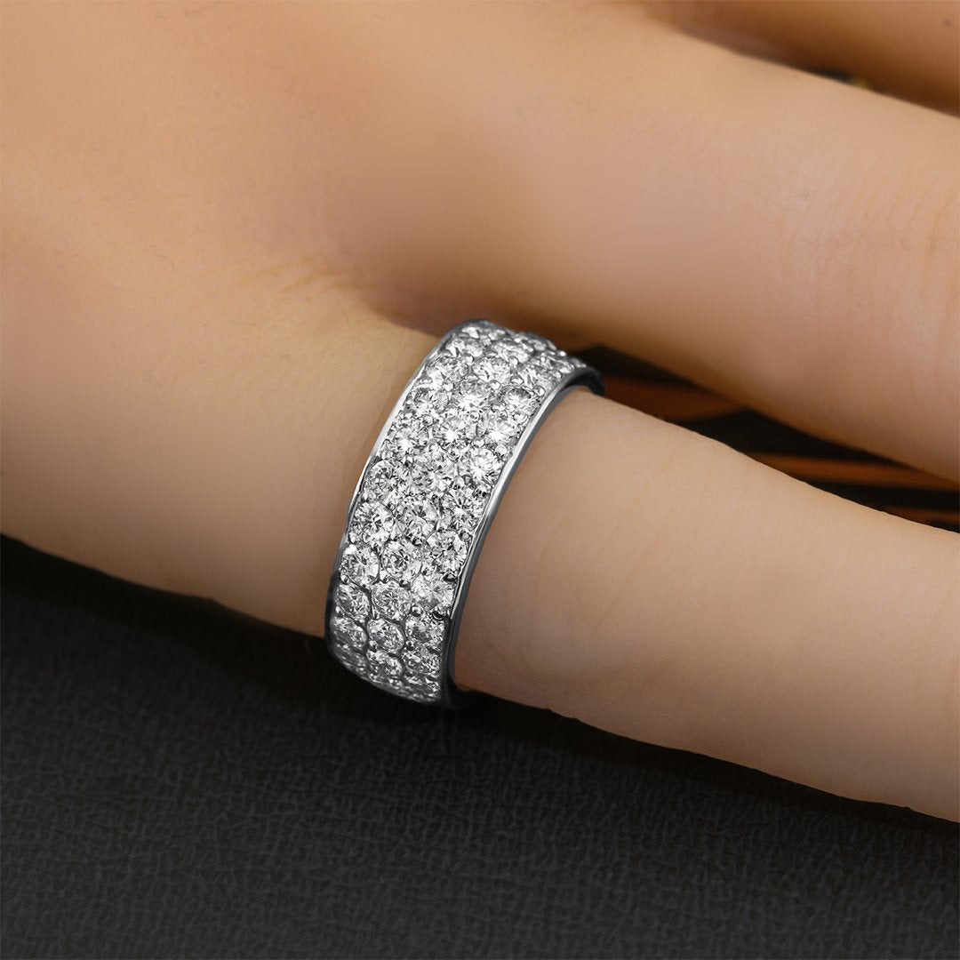 14K Solid White Gold Diamond Wedding Ring Band 2.50 Ctw