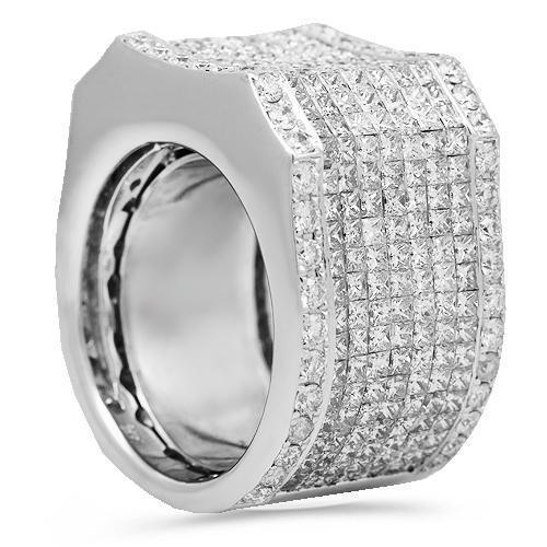14K Solid White Gold Mens Diamond Pinky Ring 11.50 Ctw