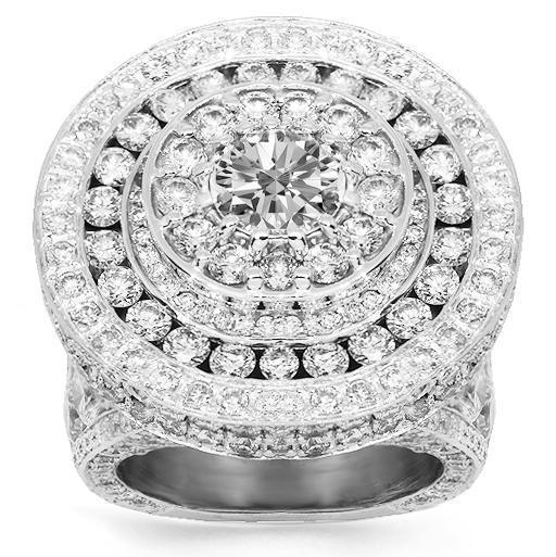 14K Solid White Gold Mens Diamond Pinky Ring 14.78 Ctw