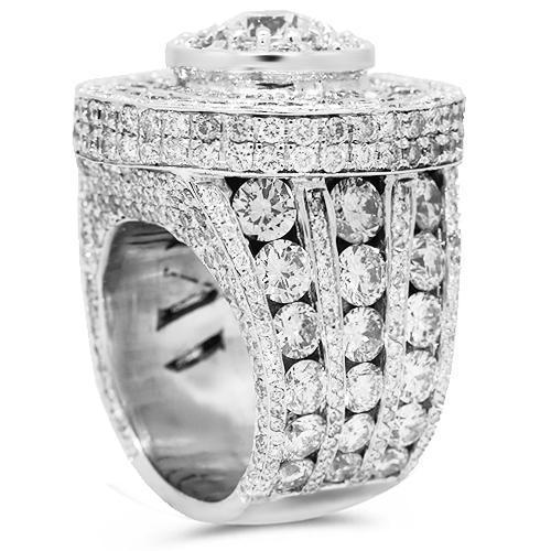 14K Solid White Gold Mens Diamond Pinky Ring 14.78 Ctw